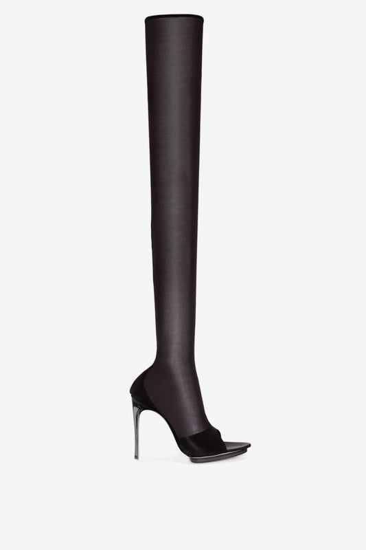 Pointy Toe Mesh Boot in Black
