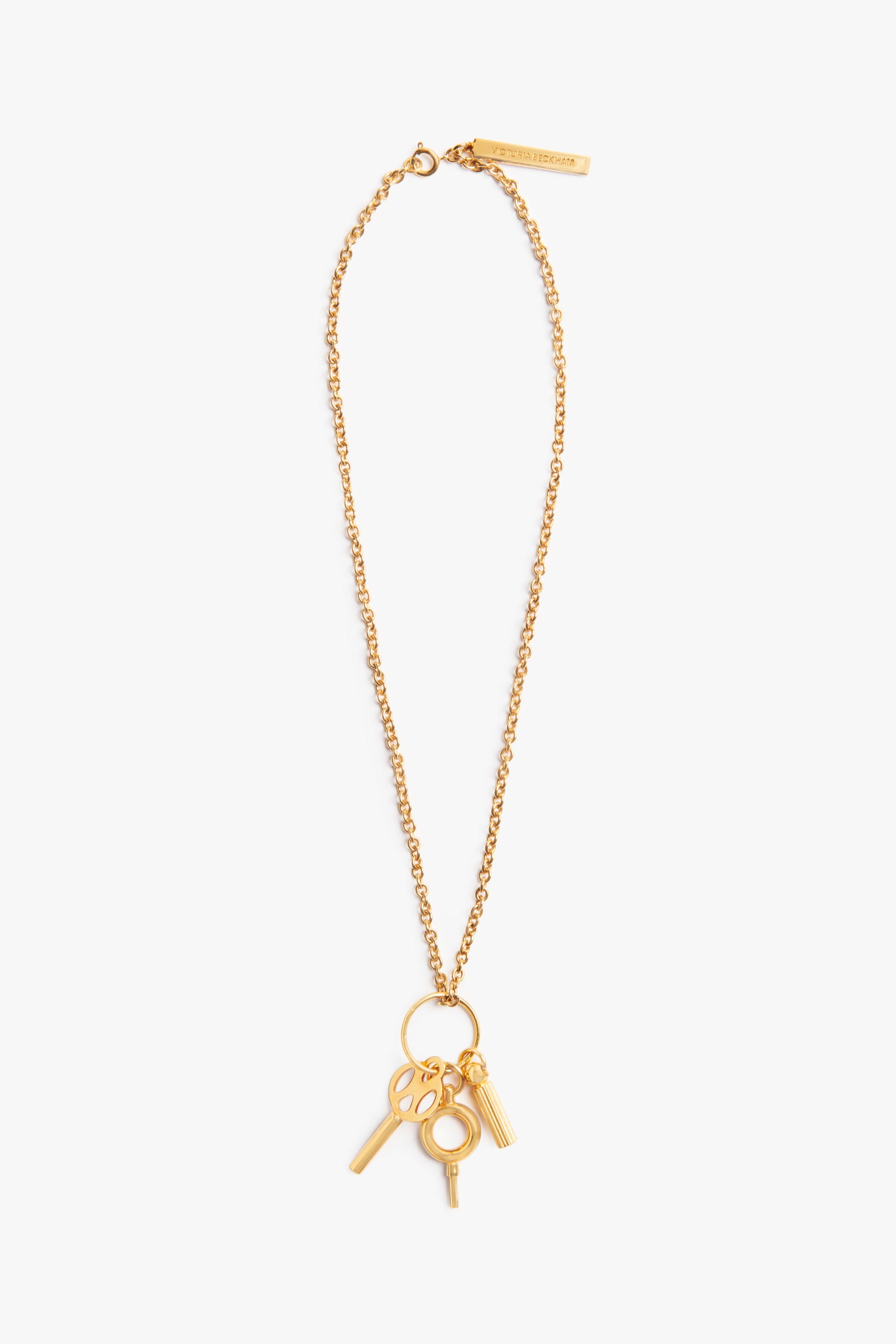 Key Charm Necklace In Gold Victoria Beckham
