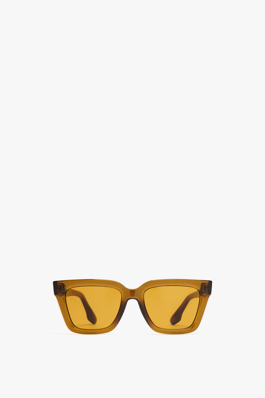 Crystal Frame Sunglasses In Khaki