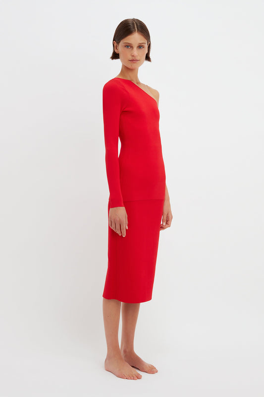 VB Body One Shoulder Top in Red
