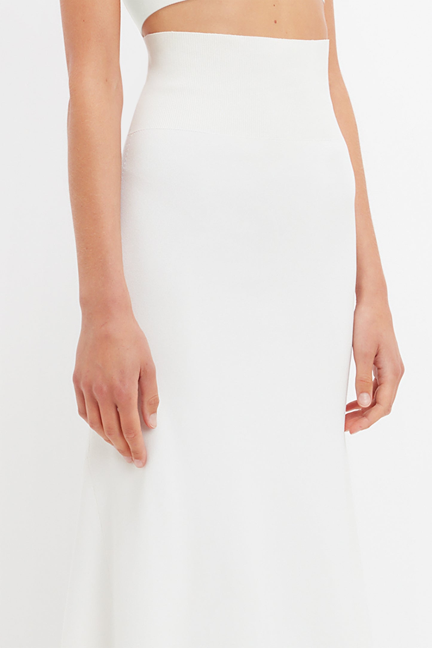 Floor-Length Knitted Skirt In White