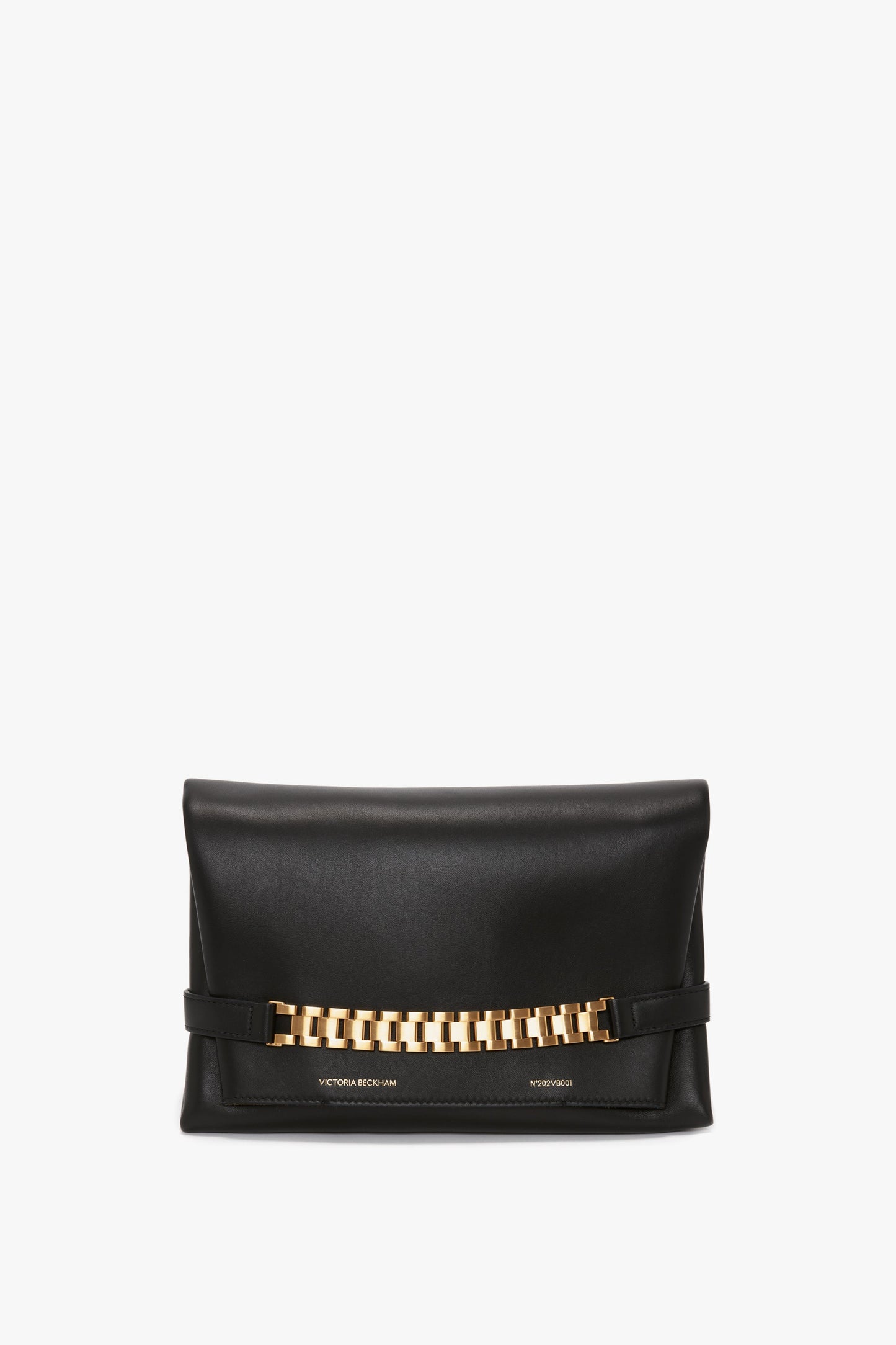 Chain Pouch with Strap In Black Leather