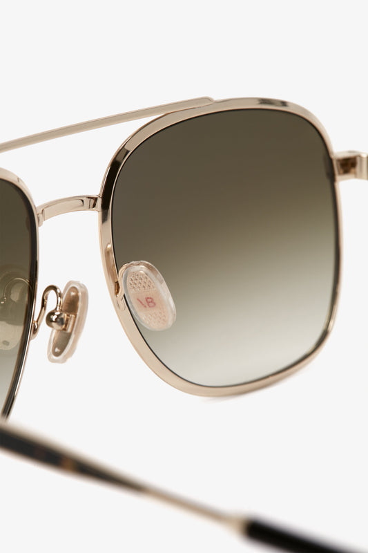 Double Bridge V Detail Sunglasses In Gold