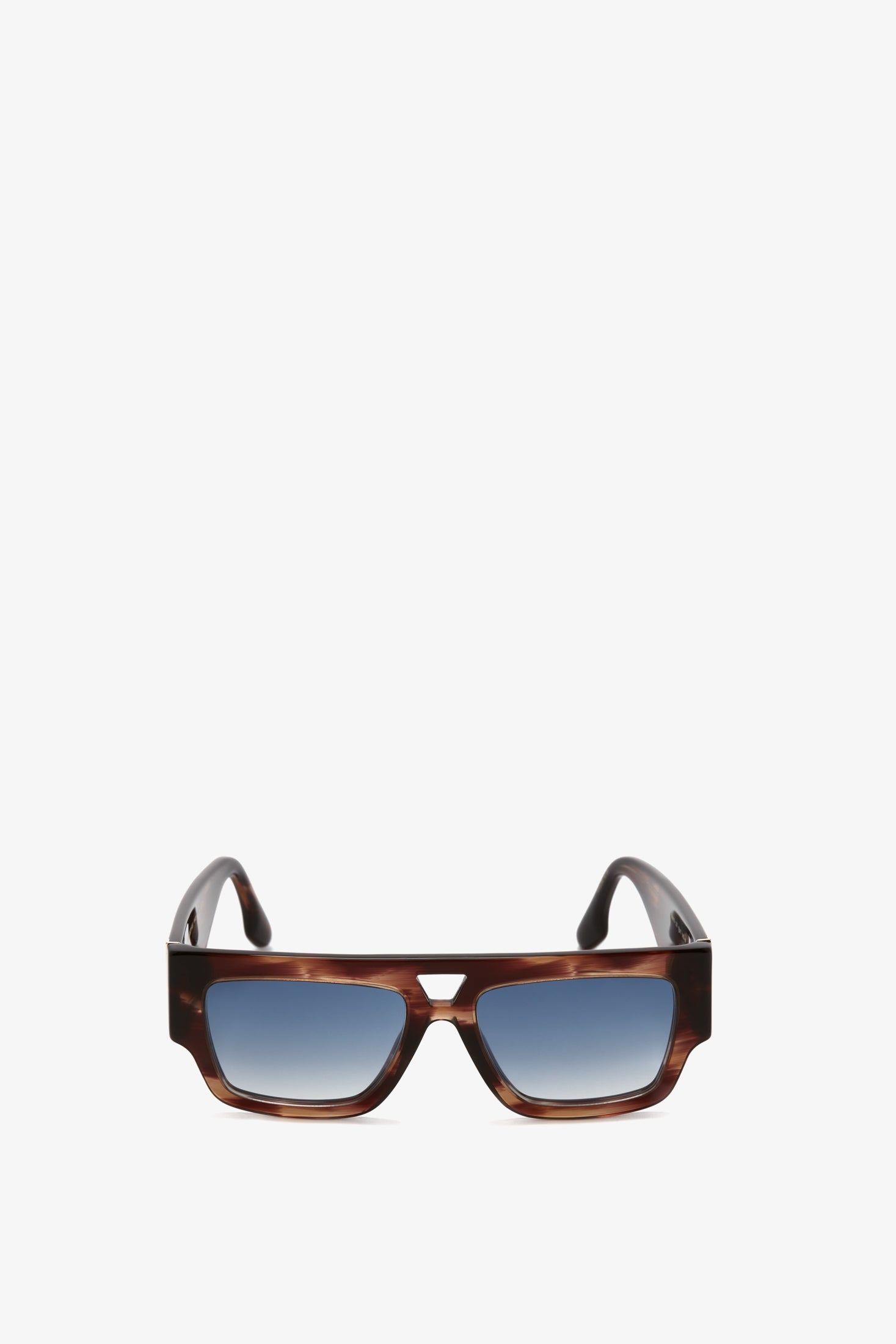 V Plaque Frame Sunglasses In Dark Brown Horn