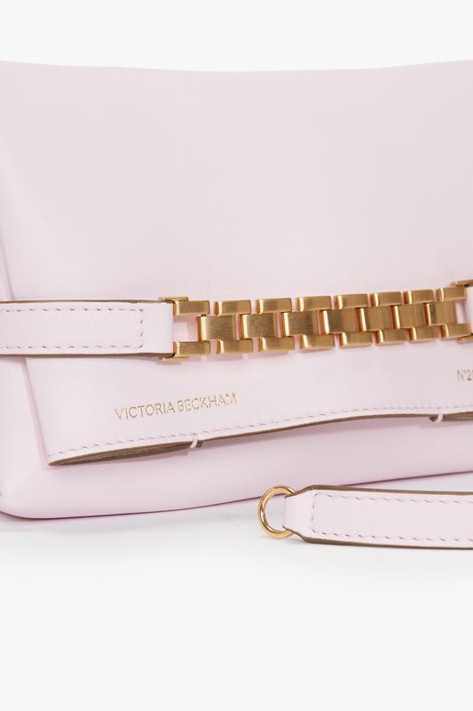 EXCLUSIVE Mini Chain Pouch With Long Strap In Bubblegum Pink Leather