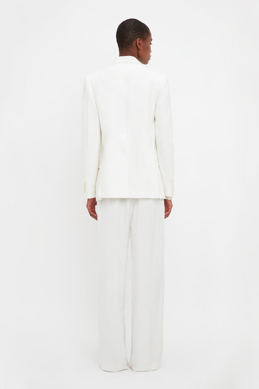 Asymmetric Double Layer Jacket In White