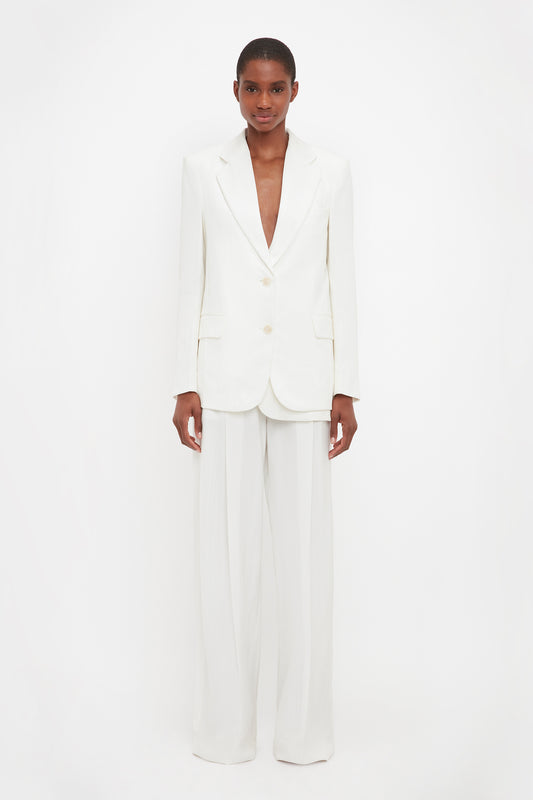Asymmetric Double Layer Jacket In White