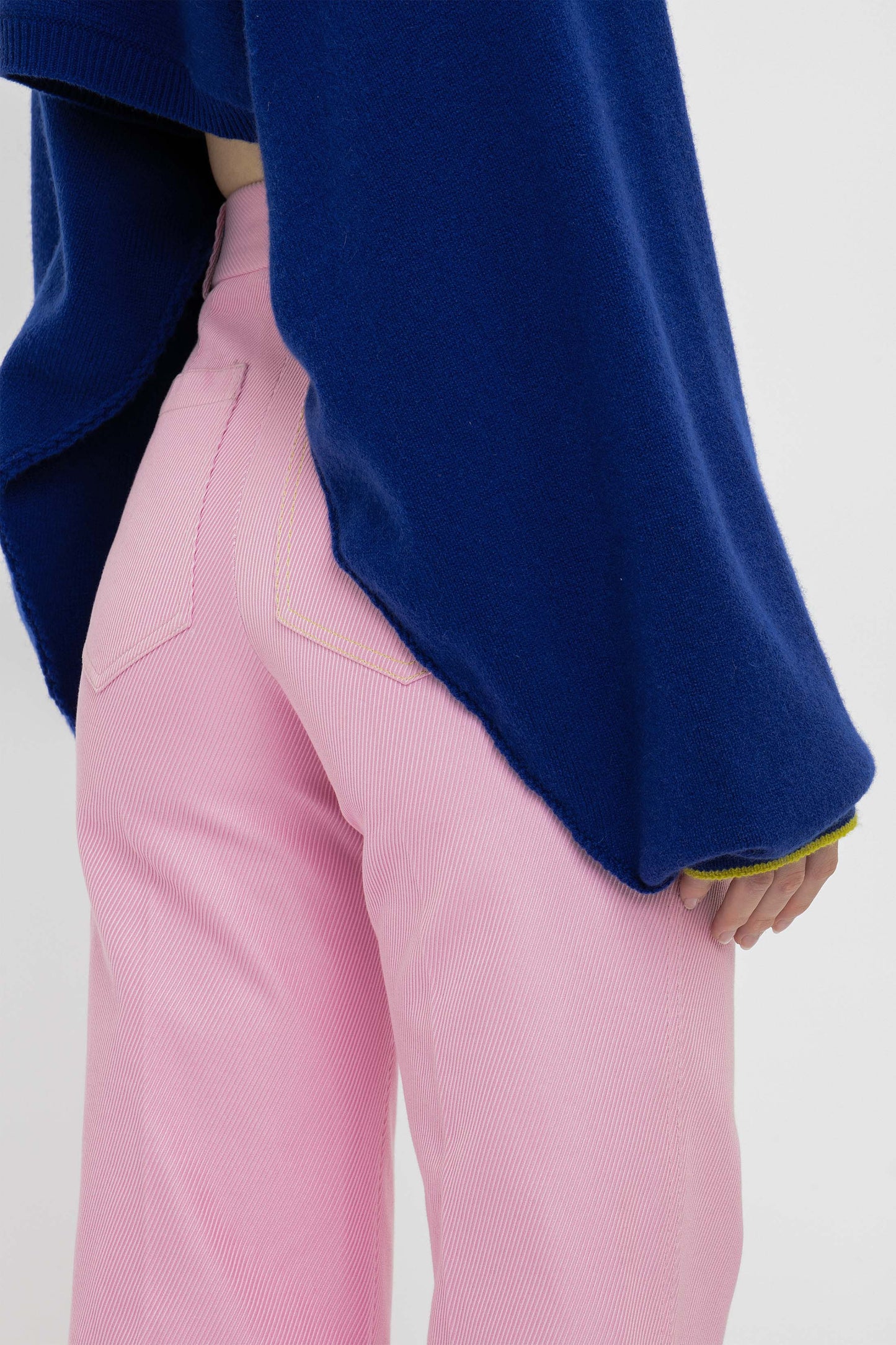 Crew Neck Cropped Jumper In Cobalt