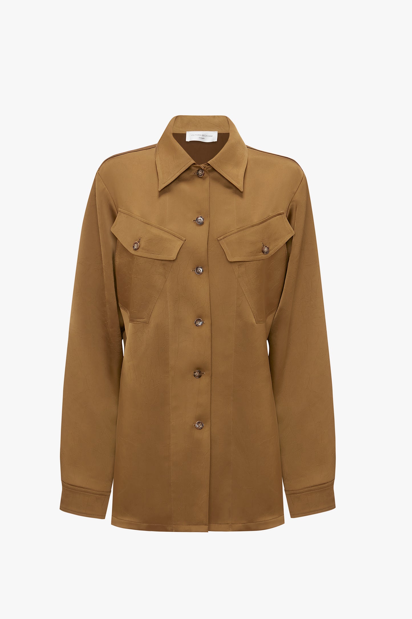 Backless Patch Pocket Shirt In Tawny Brown