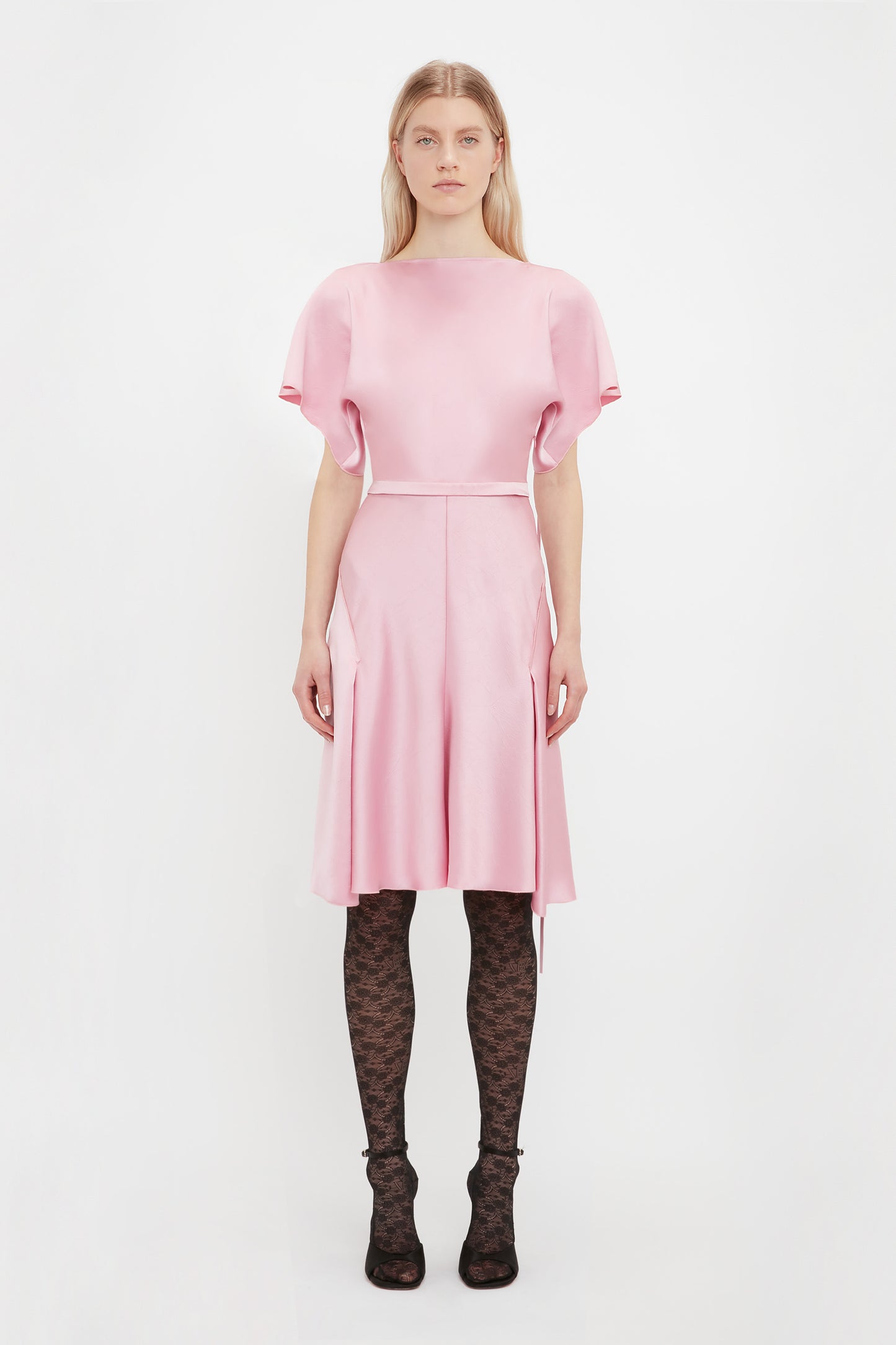 Draped Sleeve Cut Out Mini Dress In Rose