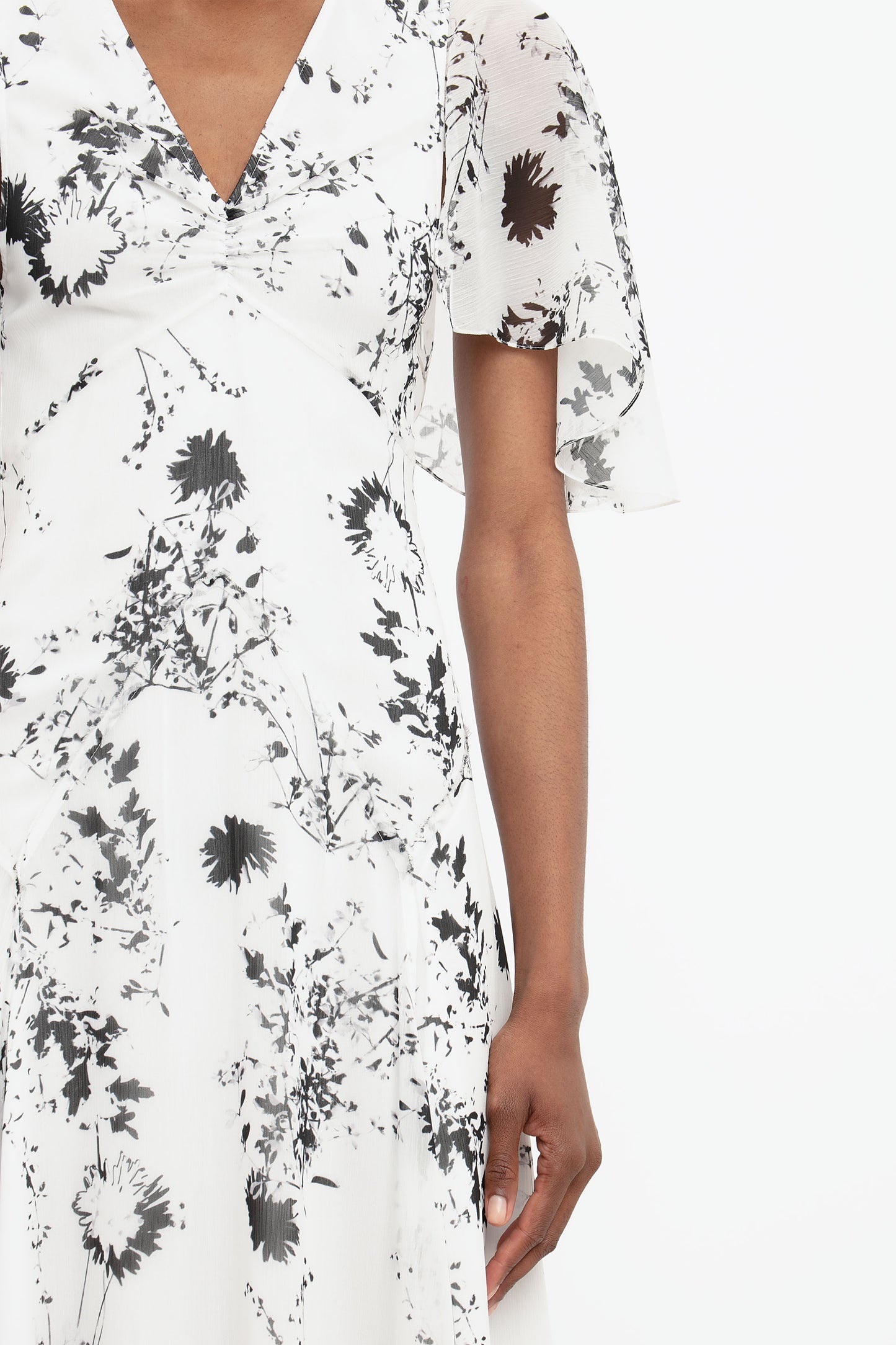Floaty Godet Dress In Monochrome