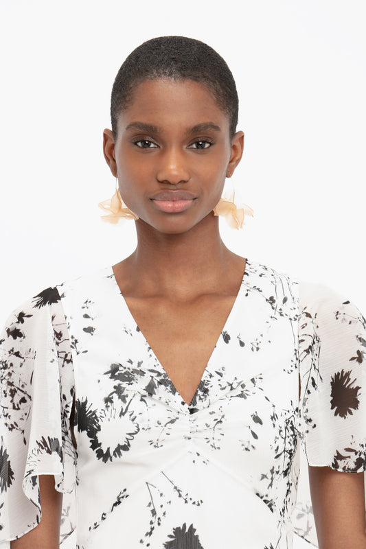 Floaty Godet Dress In Monochrome