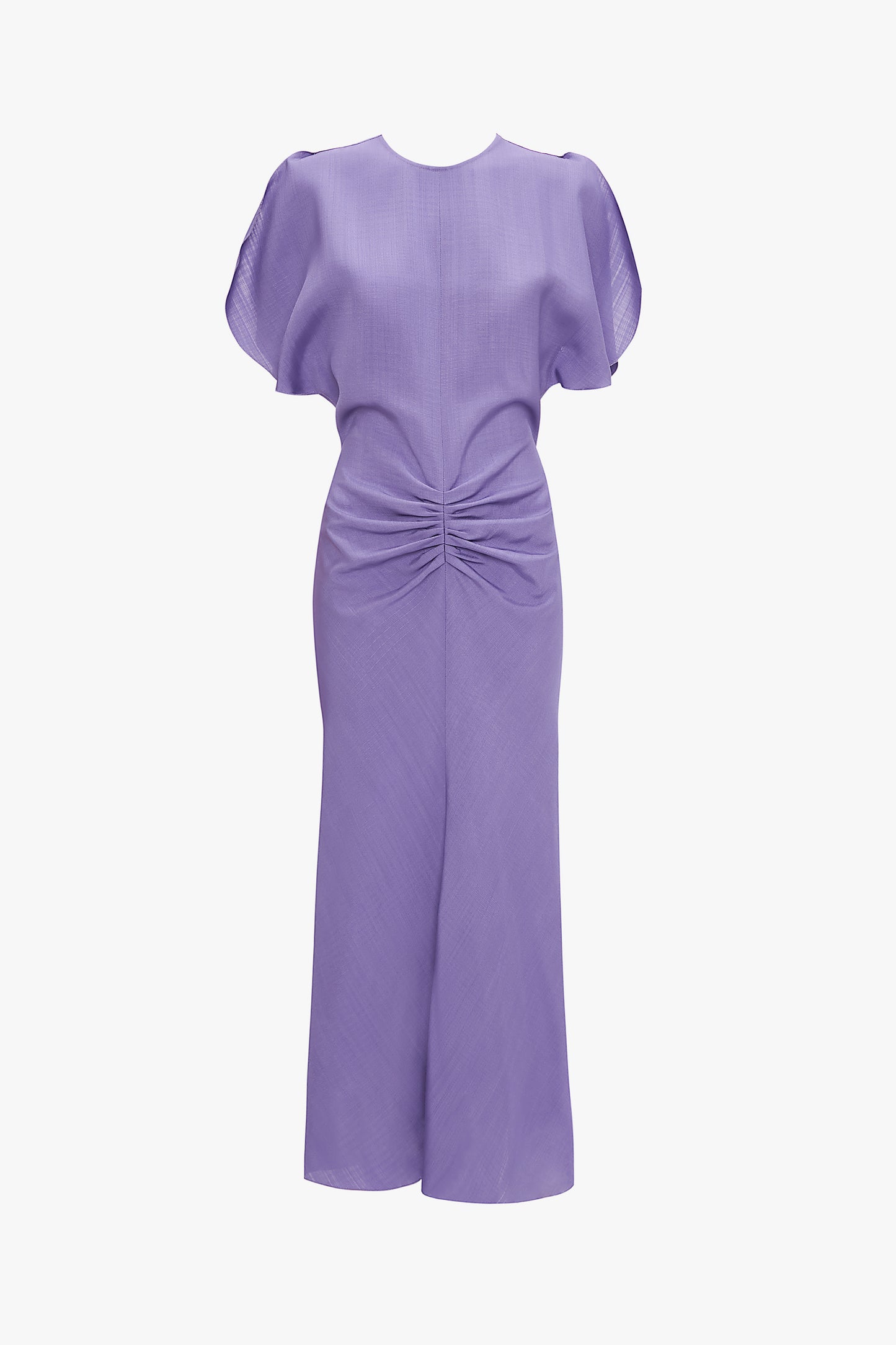 Gathered Waist Midi Dress In Violet