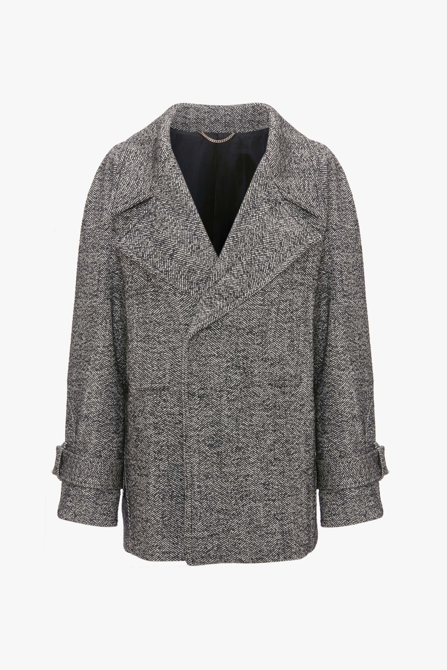 Oversized Pea Coat In Monochrome