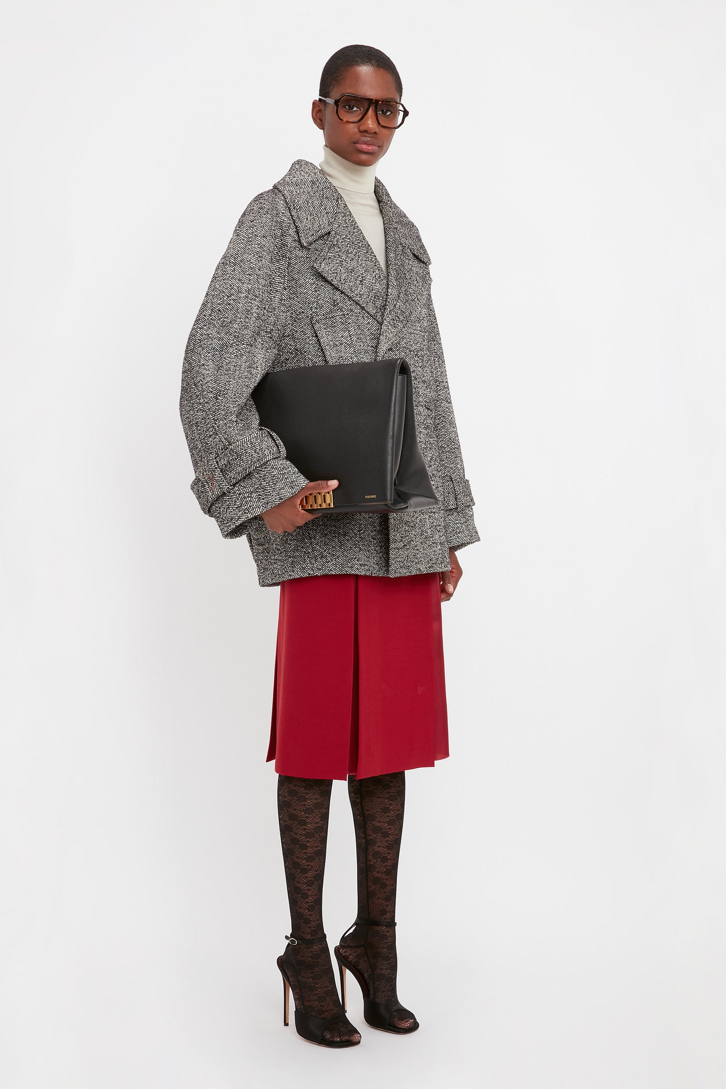Oversized Pea Coat In Monochrome