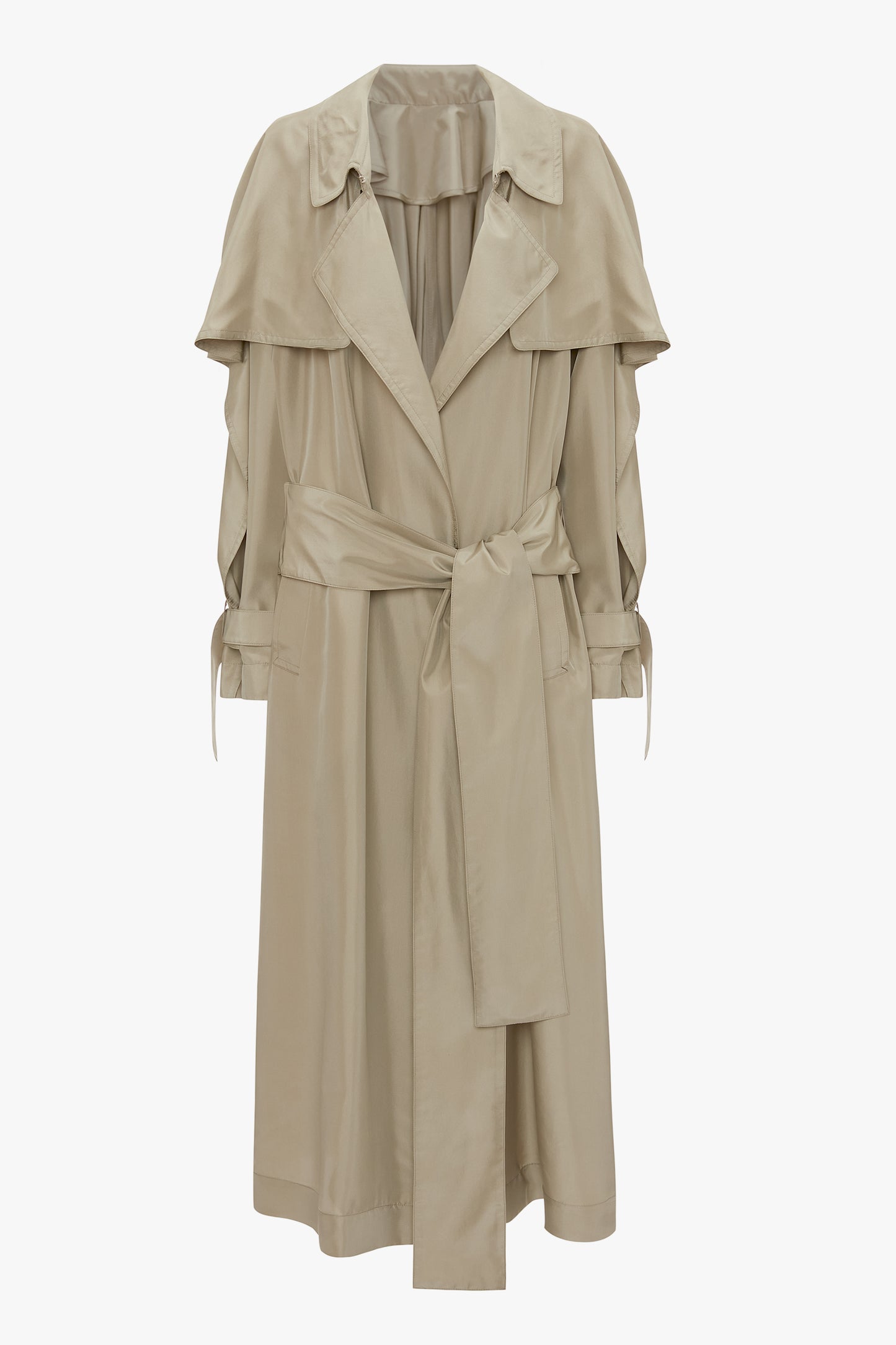 Pleated Back Fluid Trench In Lichen Green | Victoria Beckham