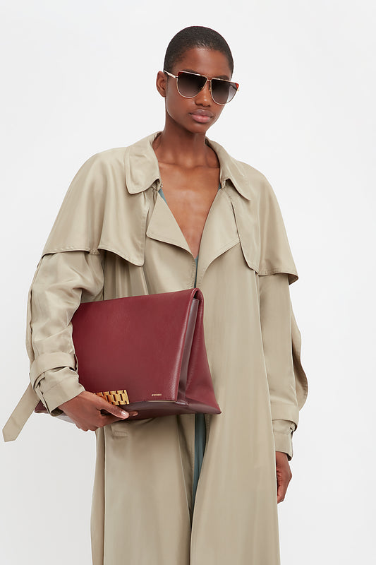Pleated Back Fluid Trench Coat In Lichen Green