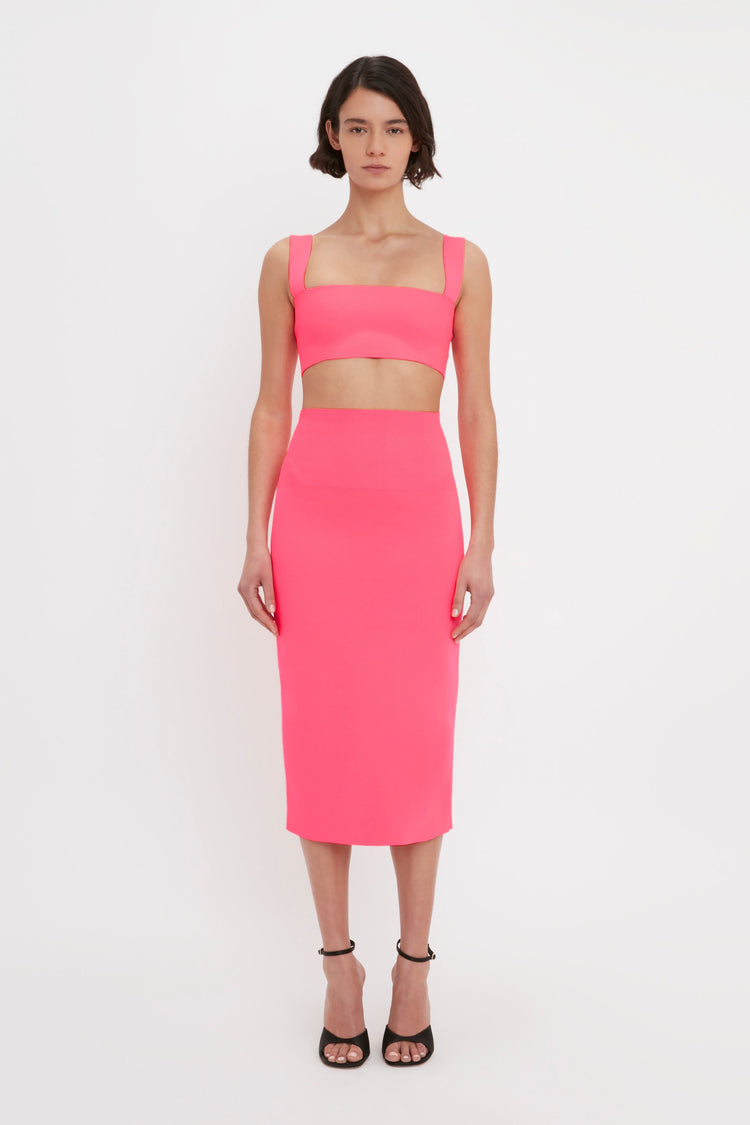 VB Body Fitted Midi Skirt In Pink