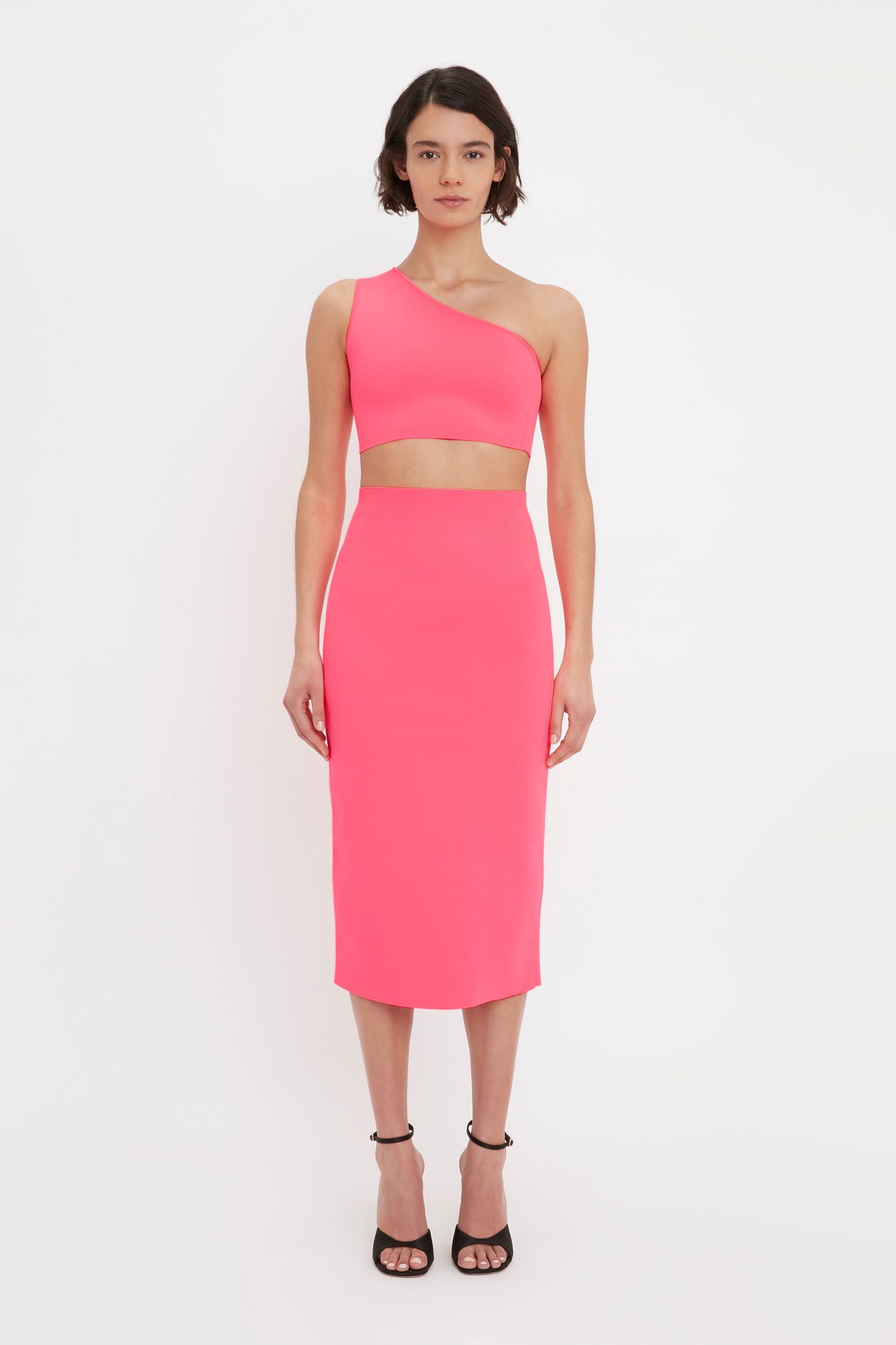 VB Body One Shoulder Crop Top In Pink