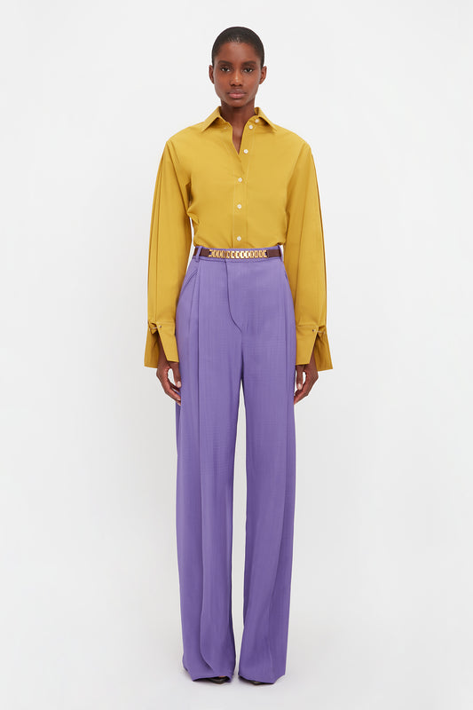 Zara High Waist Belted Trousers Pants Purple Violet Womens Fashion  Bottoms Other Bottoms on Carousell