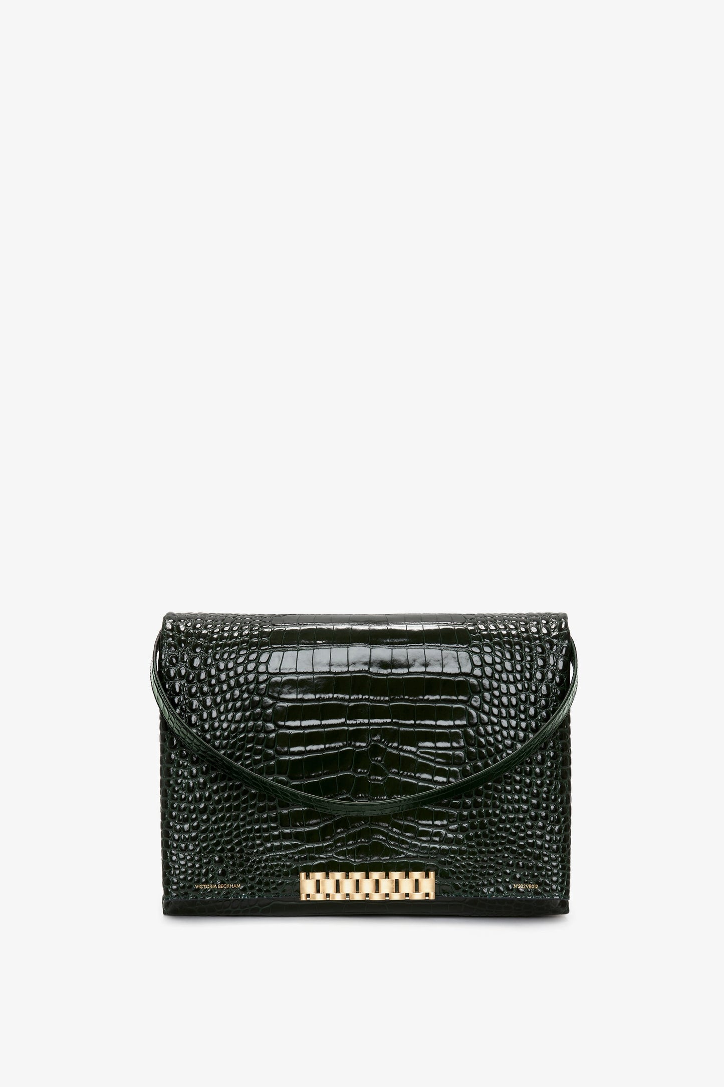 Jumbo Chain Pouch in Dark Forest Croc-Effect Leather