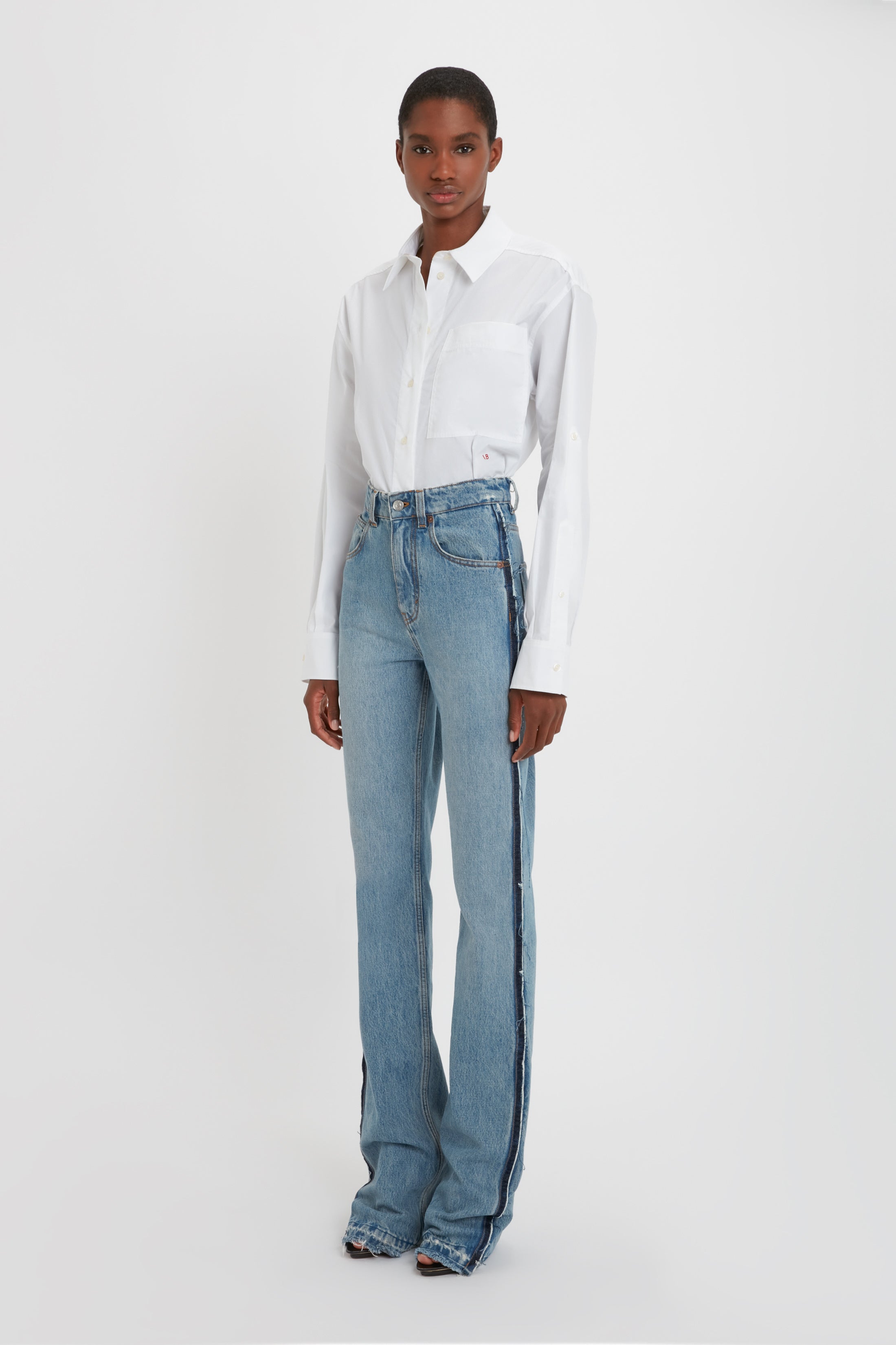 Cropped Patch Pocket Shirt In White – Victoria Beckham