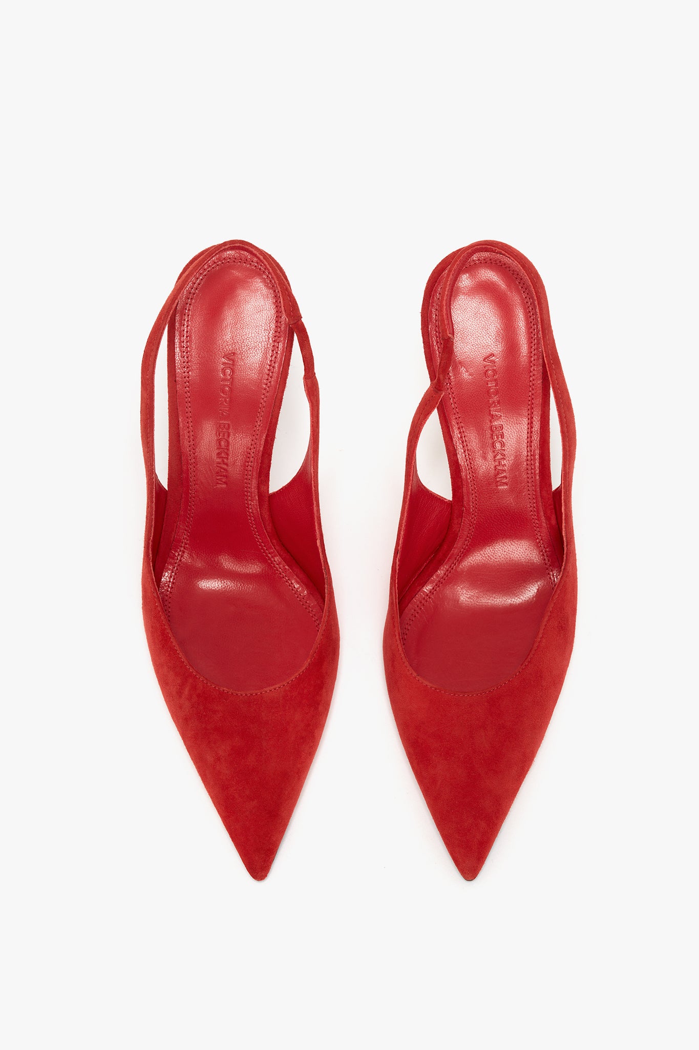 V Cut Slingback Pump In Orange Suede Victoria Beckham