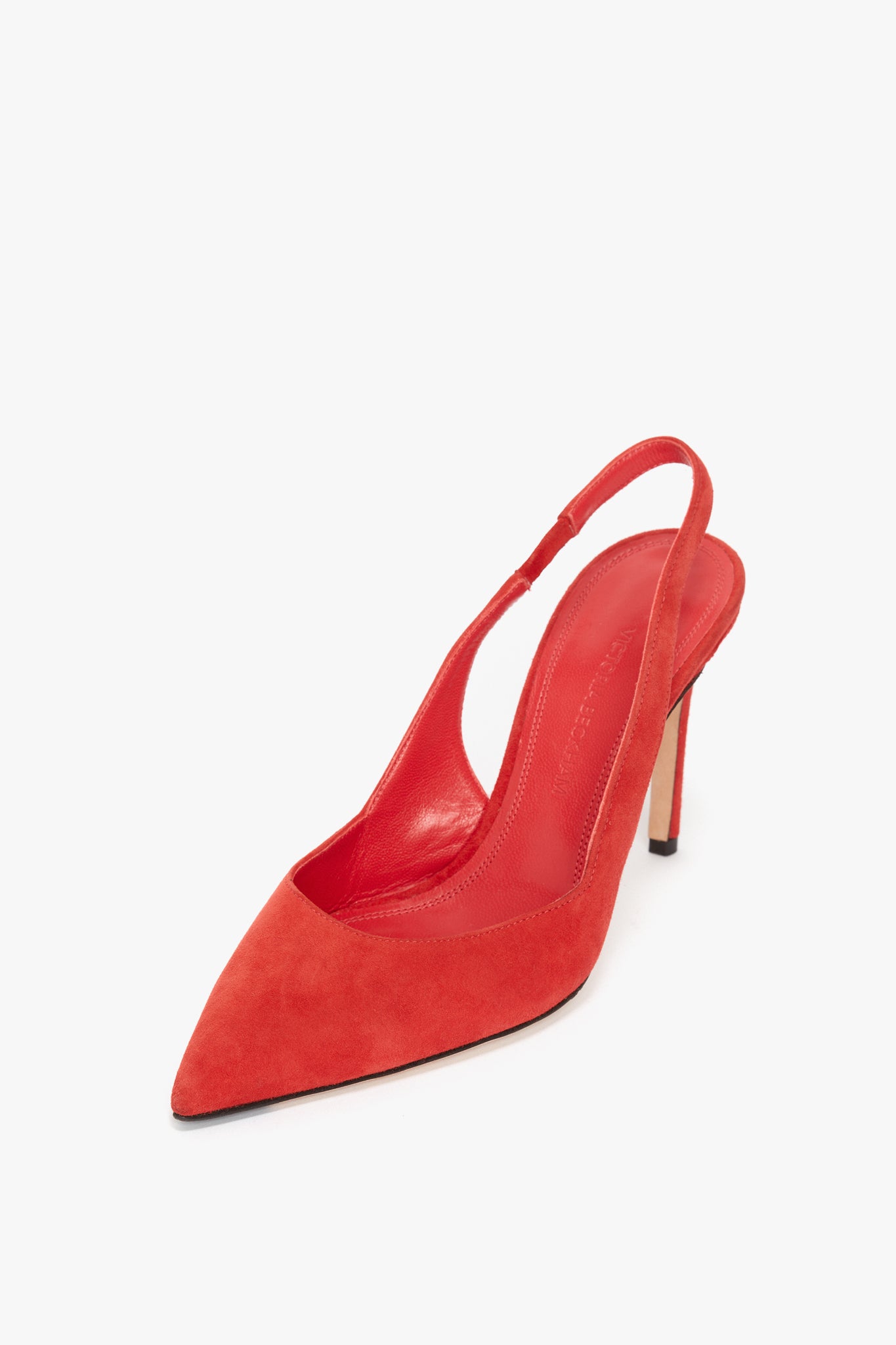 V Cut Slingback Pump In Orange Suede Victoria Beckham