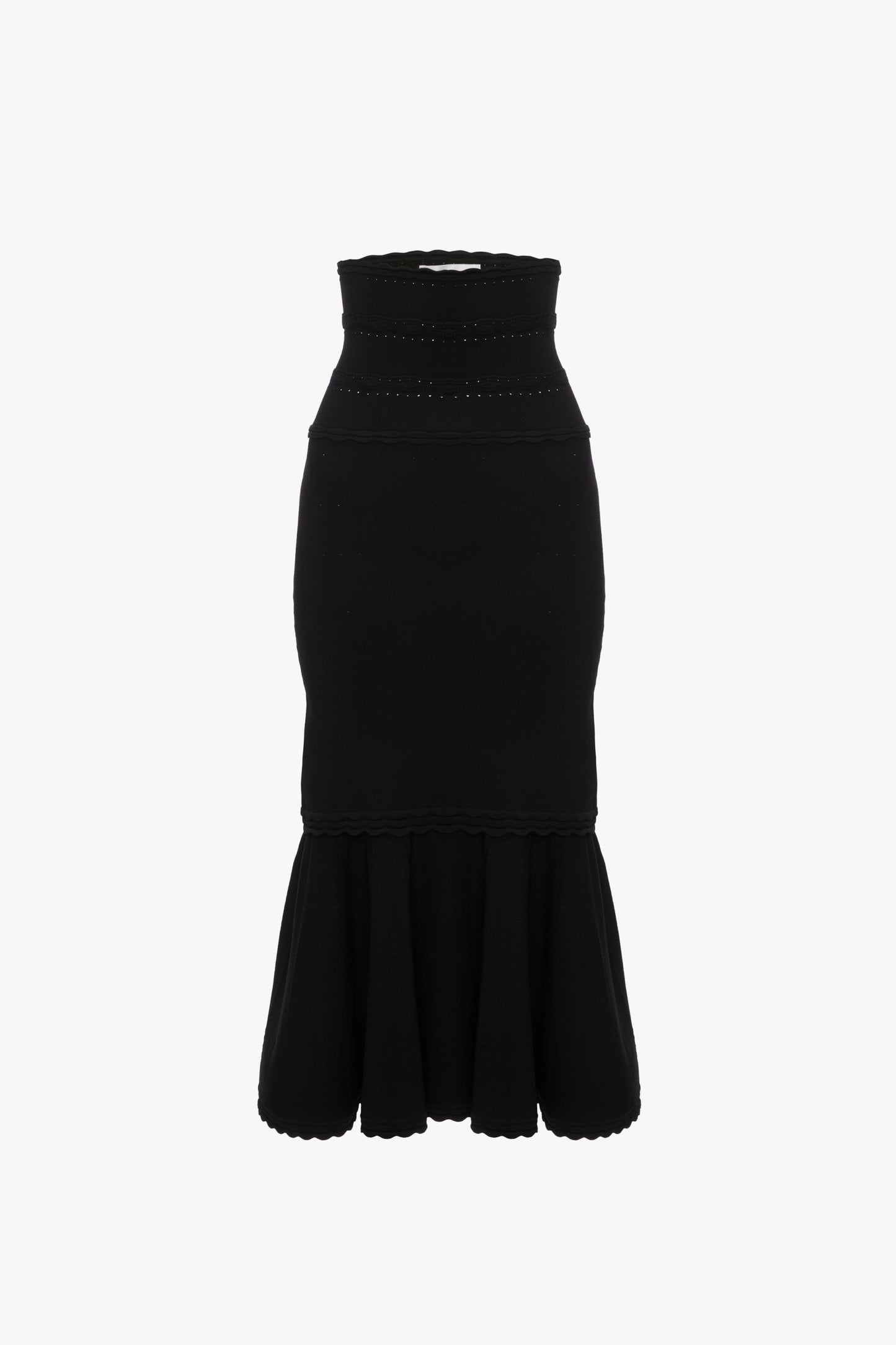 Flared Stretch Knit Skirt In Black