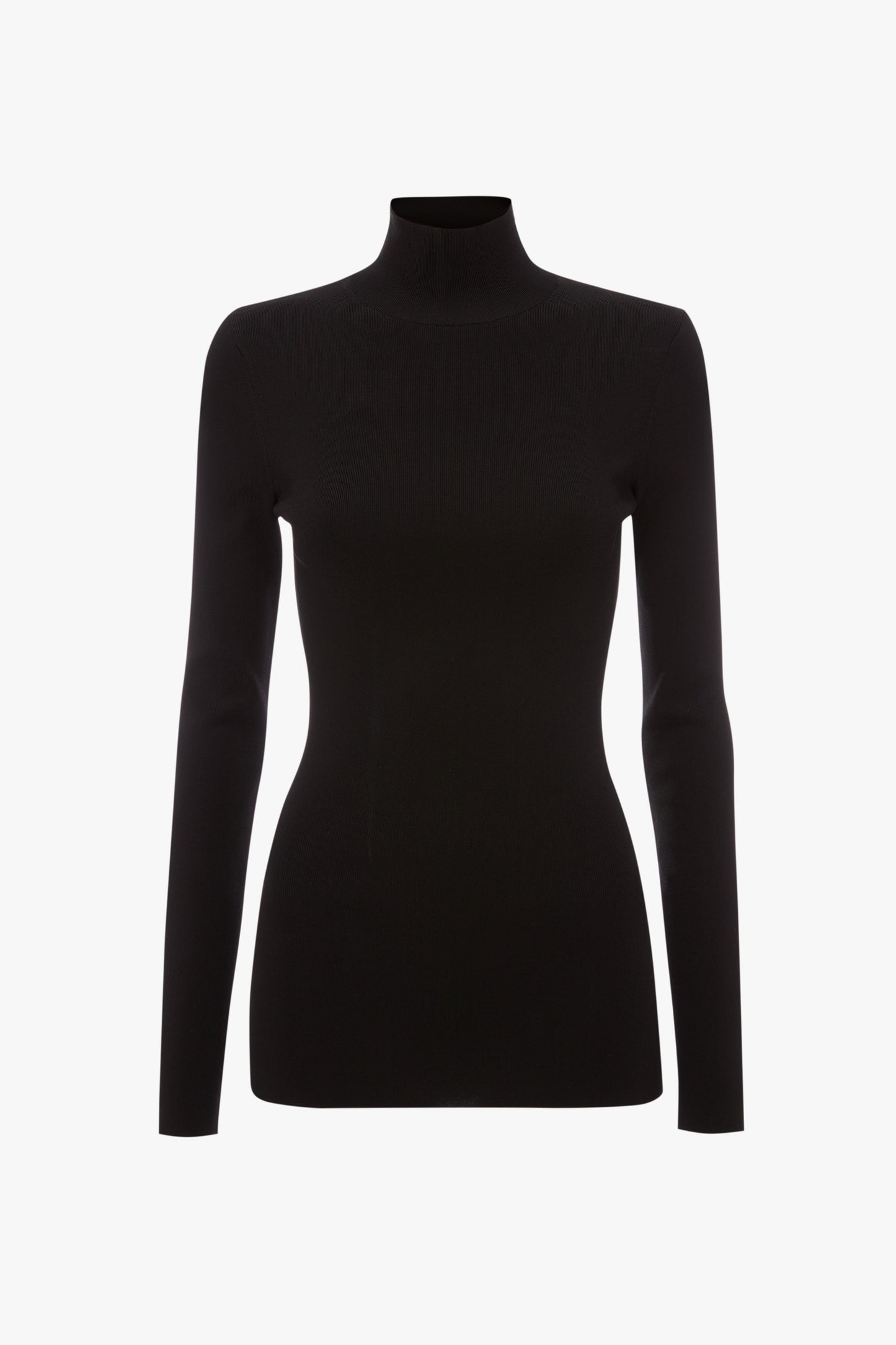 Polo Neck Knitted Top In Black
