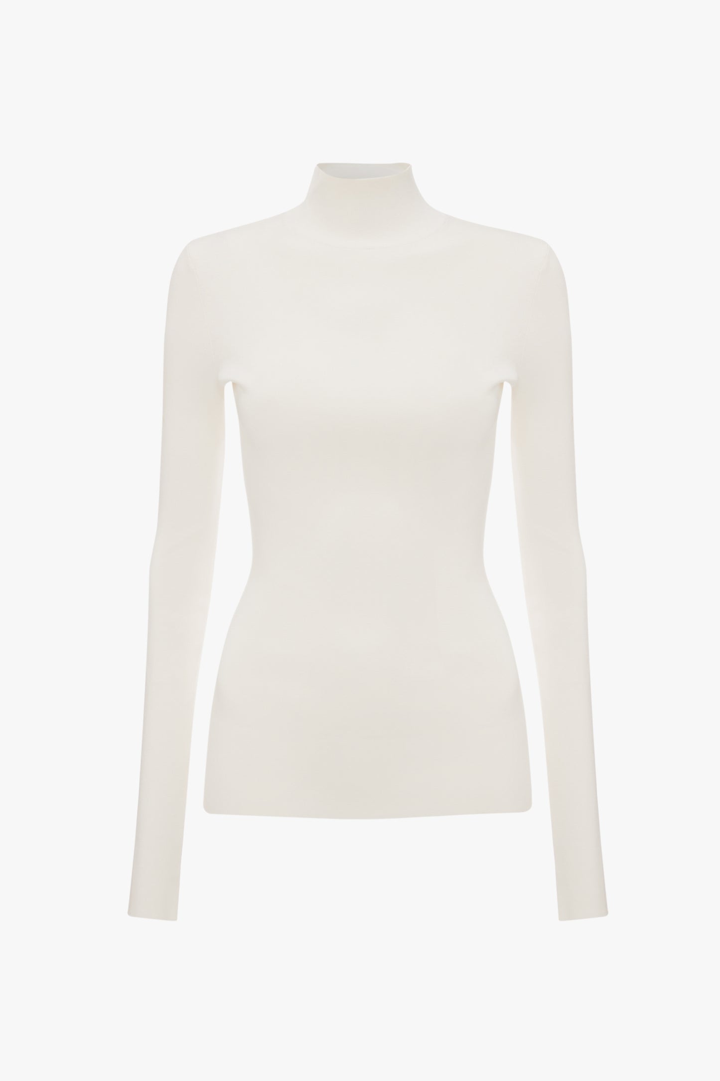 Polo Neck Knitted Top In White