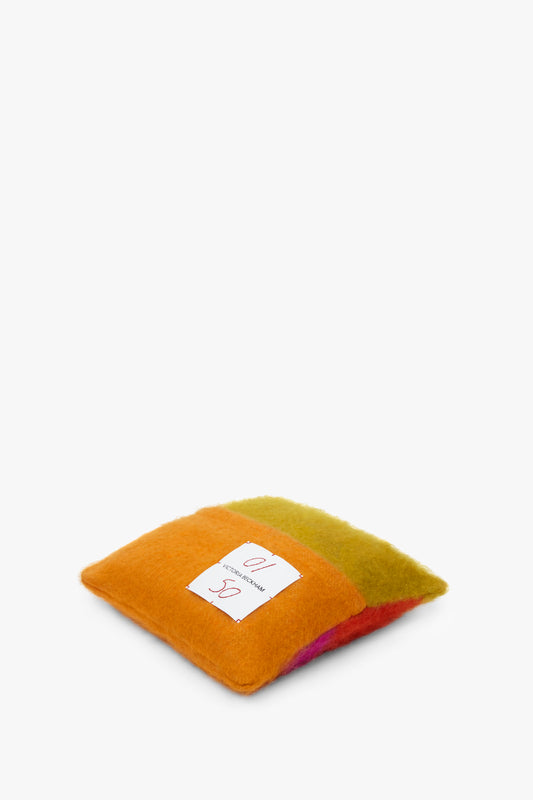 Colour-Block Cushion In Red-Orange Multi