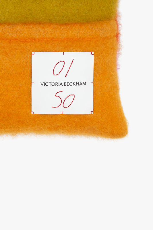 Colour-Block Cushion In Red-Orange Multi